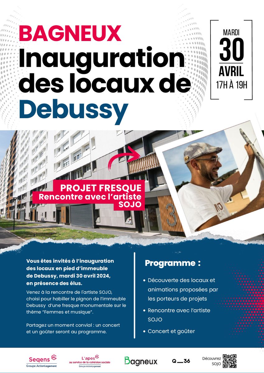 🥳 Inaugurez avec nous les nouveaux locaux de Debussy ! Demain, mardi 30 avril de 17h à 19h, rencontrez les porteurs de projets qui se sont installés dans leurs locaux et découvrez leurs activités. Vous pourrez profiter des animations préparées spécialement pour l'inauguration !