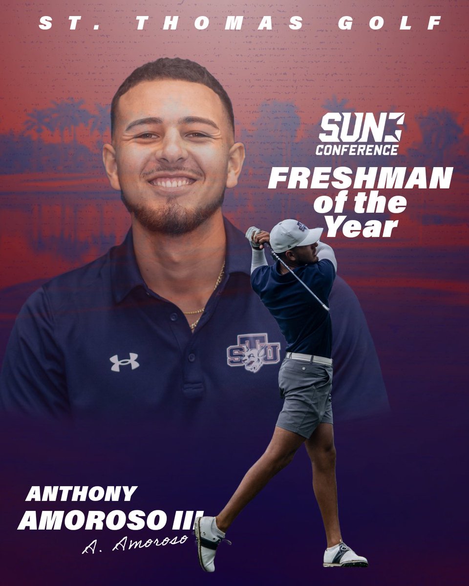 Your Sun Conference Freshman of the Year, Anthony Amoroso III!! #STUGolf