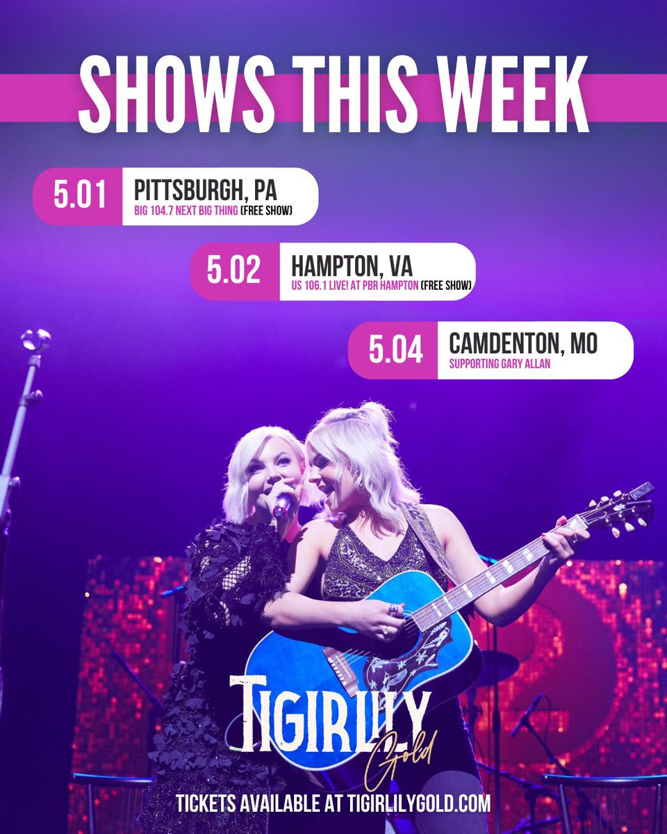 Shows this week!!!! PA, VA, and MO, you’re up!! 🫶🏻 tigirlily.com