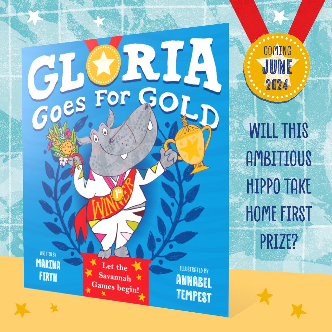 We're just 100 days away from watching our favourite athletes 'Go For Gold' at the 2024 Olympic Games and we want to introduce you to a very special athlete of our own! 🦛🏆 Get ready to take a dip with Gloria Goes For Gold, publishing in June🥇 #Olympics2024 #GloriaGoesForGold