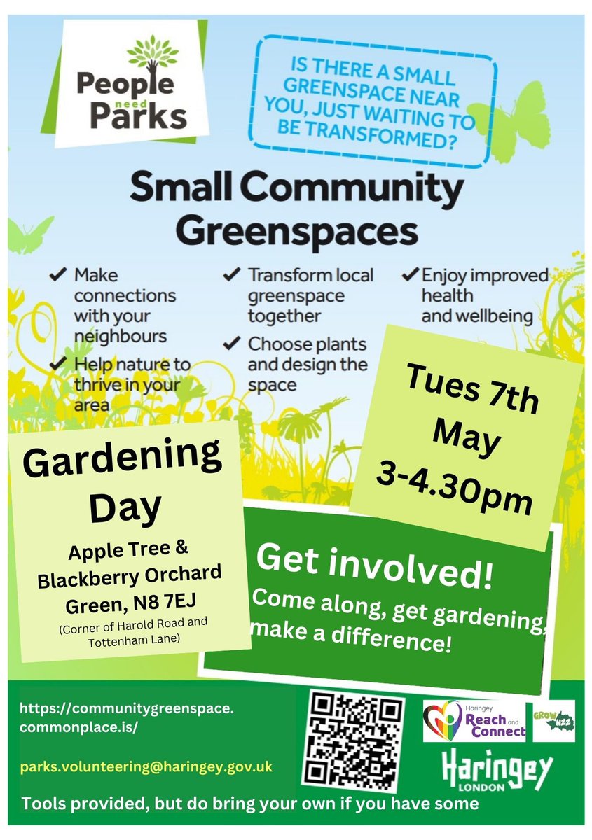 Our first practical community workshop in collaboration with @publicvoiceuk and @haringeycouncil starts at 3pm on Tuesday 7th May 2024 at the Apple Tree and Blackberry Orchard 🌱🌿 #NationalParkCity