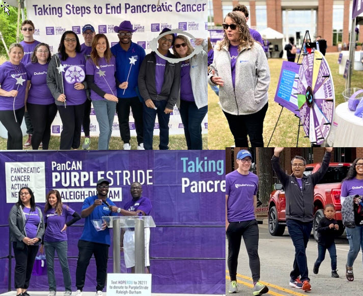 Duke Pancreas is a proud Hope Sponsor of the 2024 #PurpleStrideRDU. The crowd was rocking & it was a beautiful day to show up to support patients & loved ones with education, awareness, research & fundraising. #PanCanPurpleStride @PanCAN @PanCANRDU #DukePancreas @ResearchDr_Oko