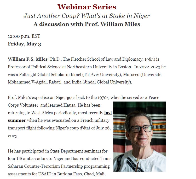 Just Another Coup? What’s at Stake in Niger​. A discussion with ABORNE Chief William Miles, May 3rd, @ASMEASCHOLARS mailchi.mp/asmeascholars/…