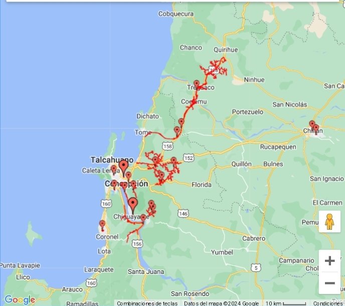 AHORA 🚫💡 Áreas afectadas en el área y periferia del Gran Concepción, mientras se desarrolla el sistema frontal con intensas ráfagas de viento y precipitaciones. ¡Precaución al conducir!