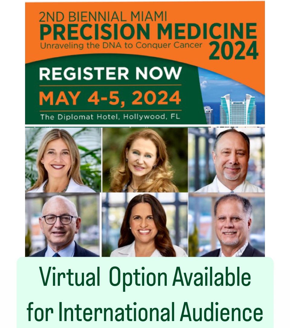 ➡️Este fin de semana, @SylvesterCancer Miami Precision Medicine 2024 Conferencia y Simposio de pacientes: 🚨 Evento en vivo y virtual (gratis) para asistentes internacionales 📆 4 y 5 de mayo 👉 REGÍSTRESE hoy: buff.ly/3J92PuB. #MPM2024 #MedicinaDePrecisión