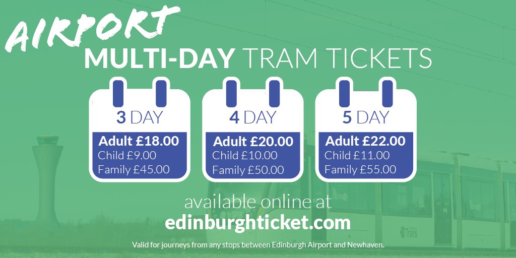 Flying into Edinburgh for a few days? ✈️ Airport Multi-day tickets can be bought in advance online and are available for 3, 4, or 5 days! 🚊 Purchase your tickets online here: bit.ly/48kxTTw