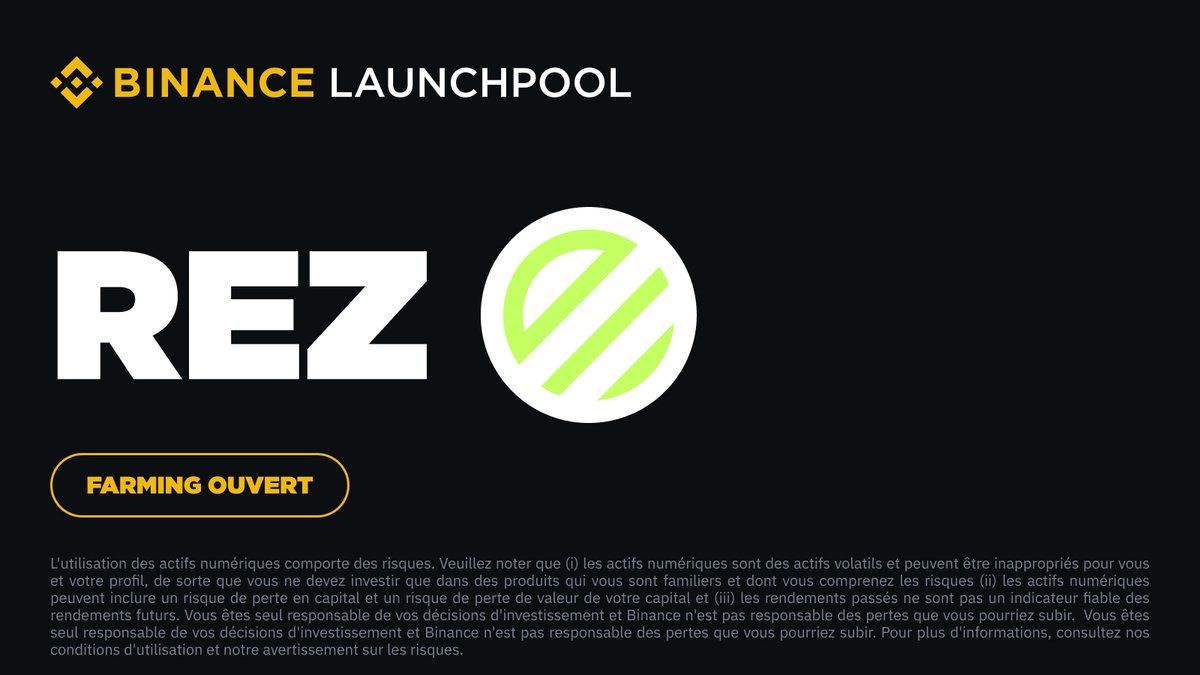 Moins de 10 h restantes pour farmer des $REZ sur grâce au Launchpool @RenzoProtocol ⌛️ De quoi gagner quelques tokens avant leur listing #Binance demain à 14 h (Paris). Go go go ➡️ binance.onelink.me/y874/xmc4ny61?…