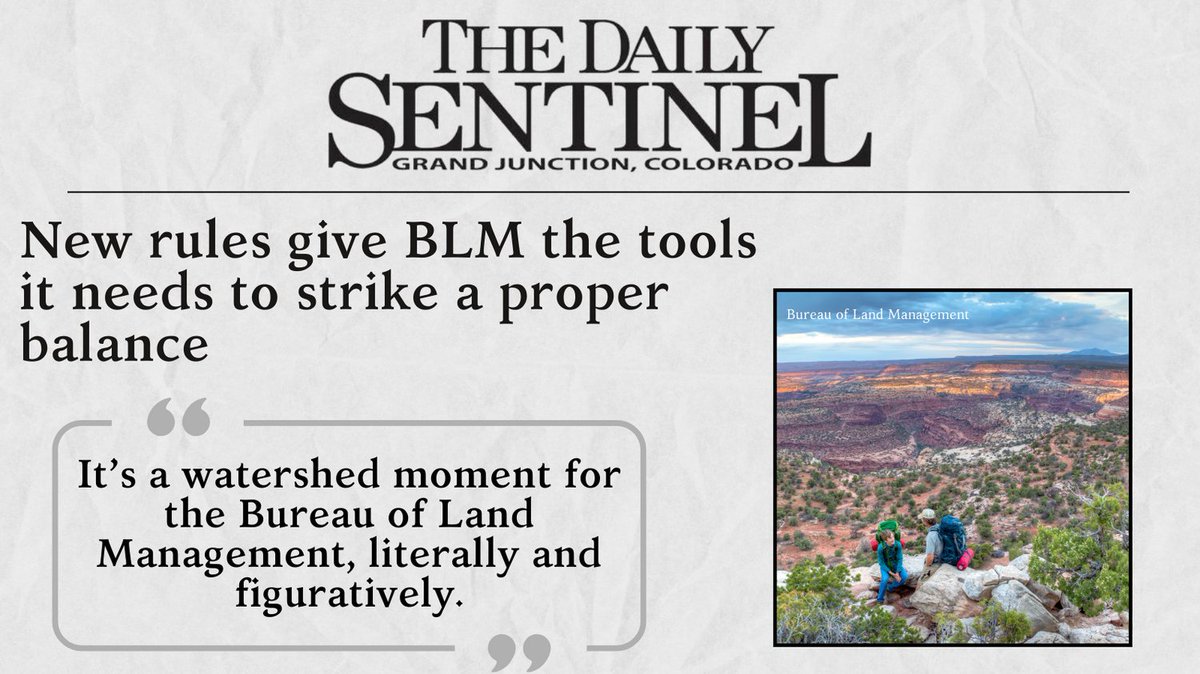 The @DailySentinelGJ editorial board writes that the @BLMNational's Public Lands Rule  is a 'turning point' and 'long overdue.' Read why it was so important for @Interior to #ActNowForPublicLands and why  @SenatorBennet & @SenatorHick should stand by it. 
gjsentinel.com/opinion/editor…