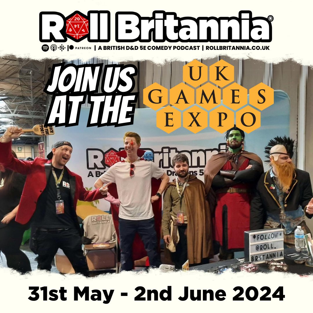 🌟 Discover the magic of D&D with @RollBritannia at @UKGamesExpo. Whether you're a seasoned player or a curious newbie, we've got something for everyone. Join us for a spellbinding time! #DnDMagic #UKGE2024