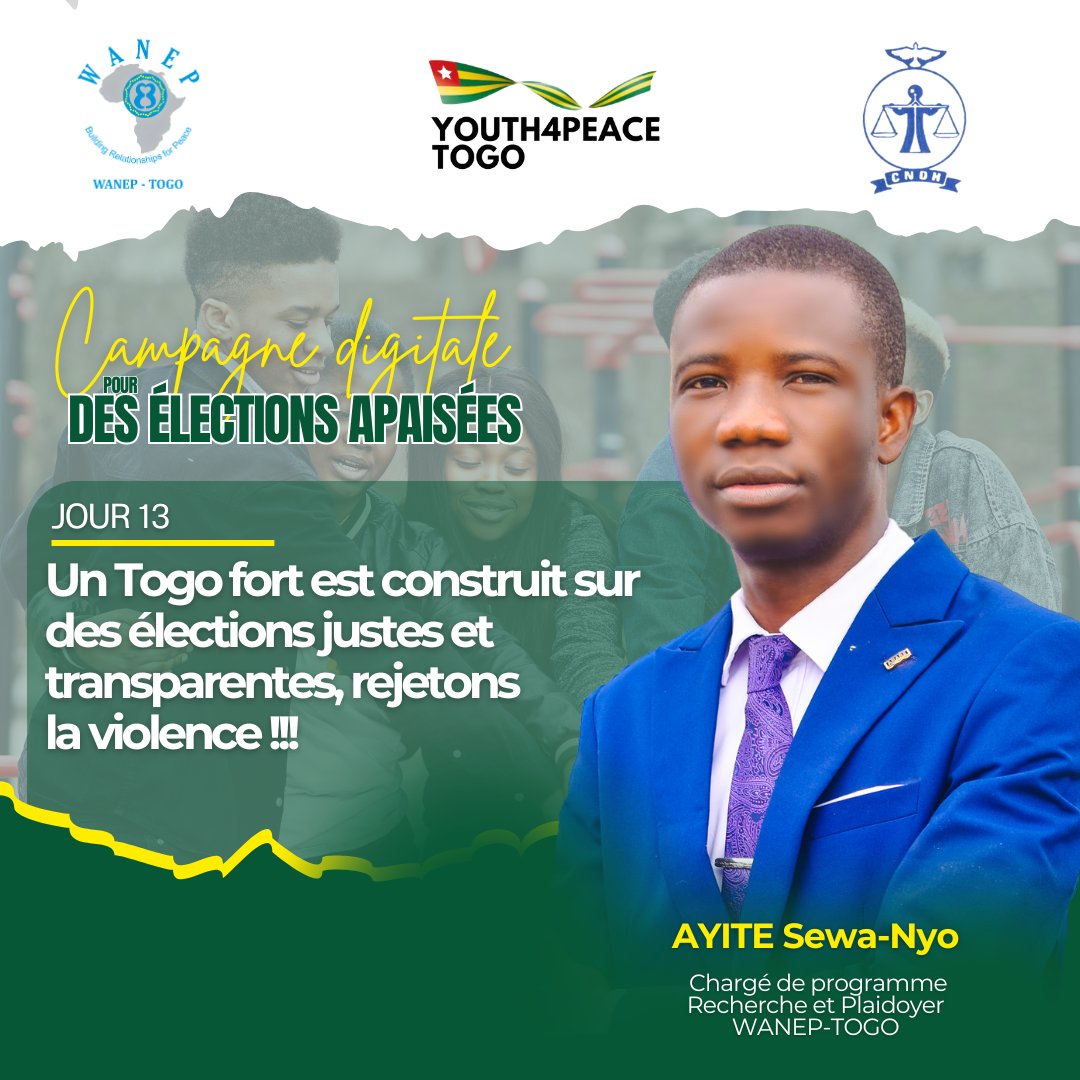 La CNDH et WANEP appellent à la responsabilité de tous pour un scrutin libre, calme et apaisé. #TisserDesRelationsPourLaPaix #TgTwittos #togolais228 #tolérance #nonviolence #électionstogo