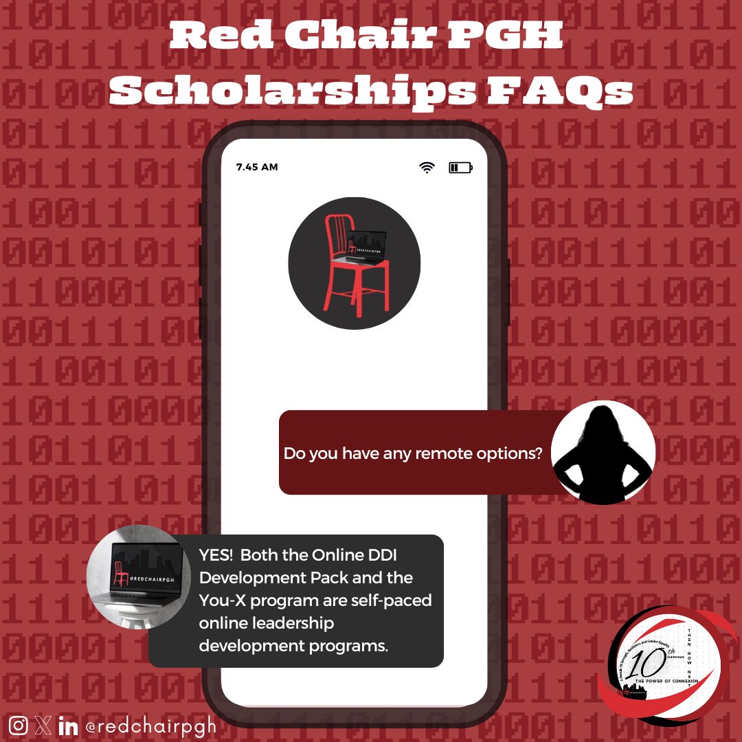 Today is the last day to apply for our wonderful scholarships!

Click the link below to find out more and apply.

redchairpgh.org/scholarships

#RedChairTurns10 #GenderBalance #TechCommunity #PittsburghProud #SitWithMe #ThankYou #Redchairpgh #womenintech #leadership #technology
