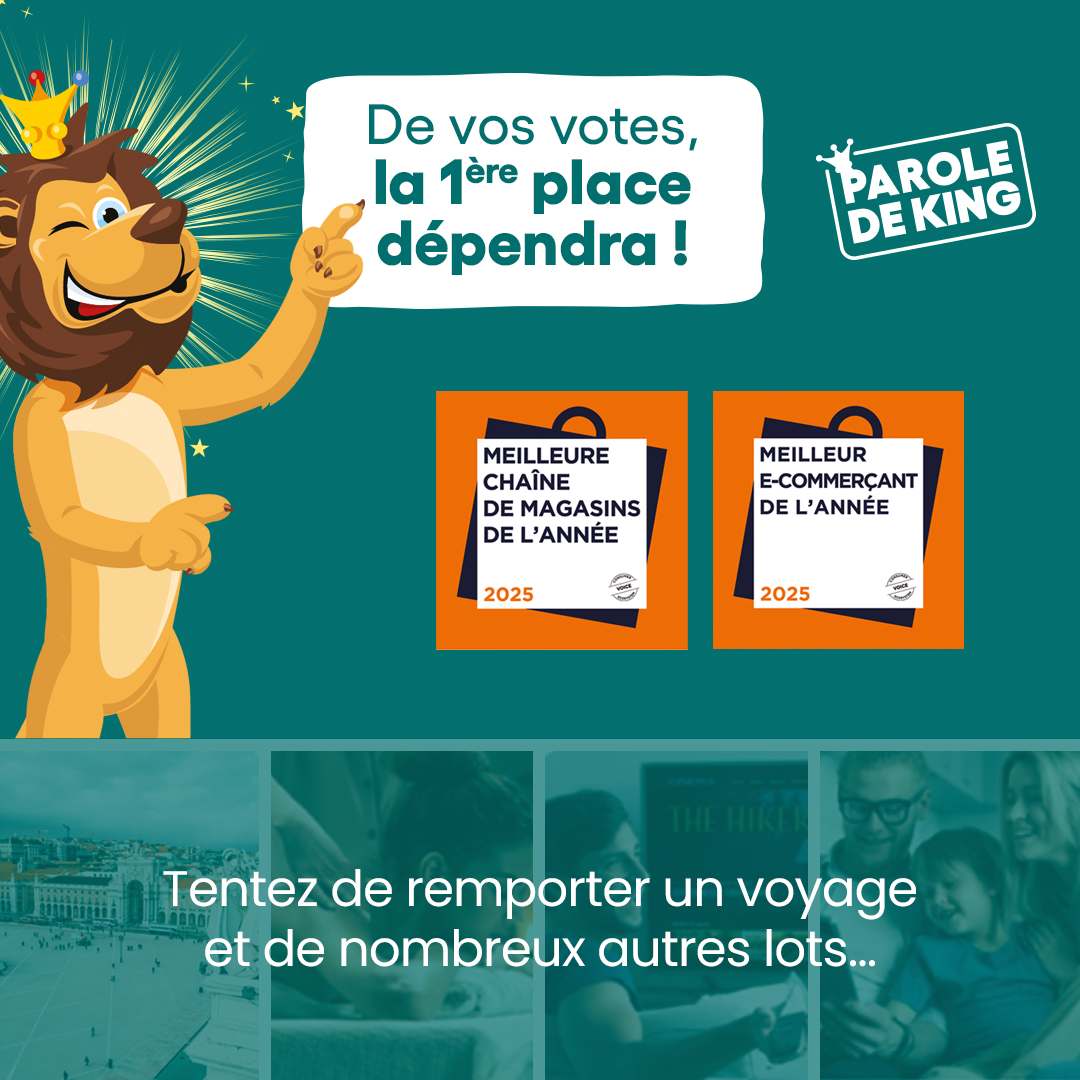 [À VOS VOTES !] 🗳️

🦁 Vous aimez #KingJouet ? Alors soutenez votre enseigne de jouets préférée pour être élue "Meilleure Chaîne de Magasins de l'Année" et "Meilleur E-Commerçant de l'Année".

Pour voter 👇
kingjouet.fr/mcm-2025

#MeilleureChaineDeMagasin #MeilleurECommercant