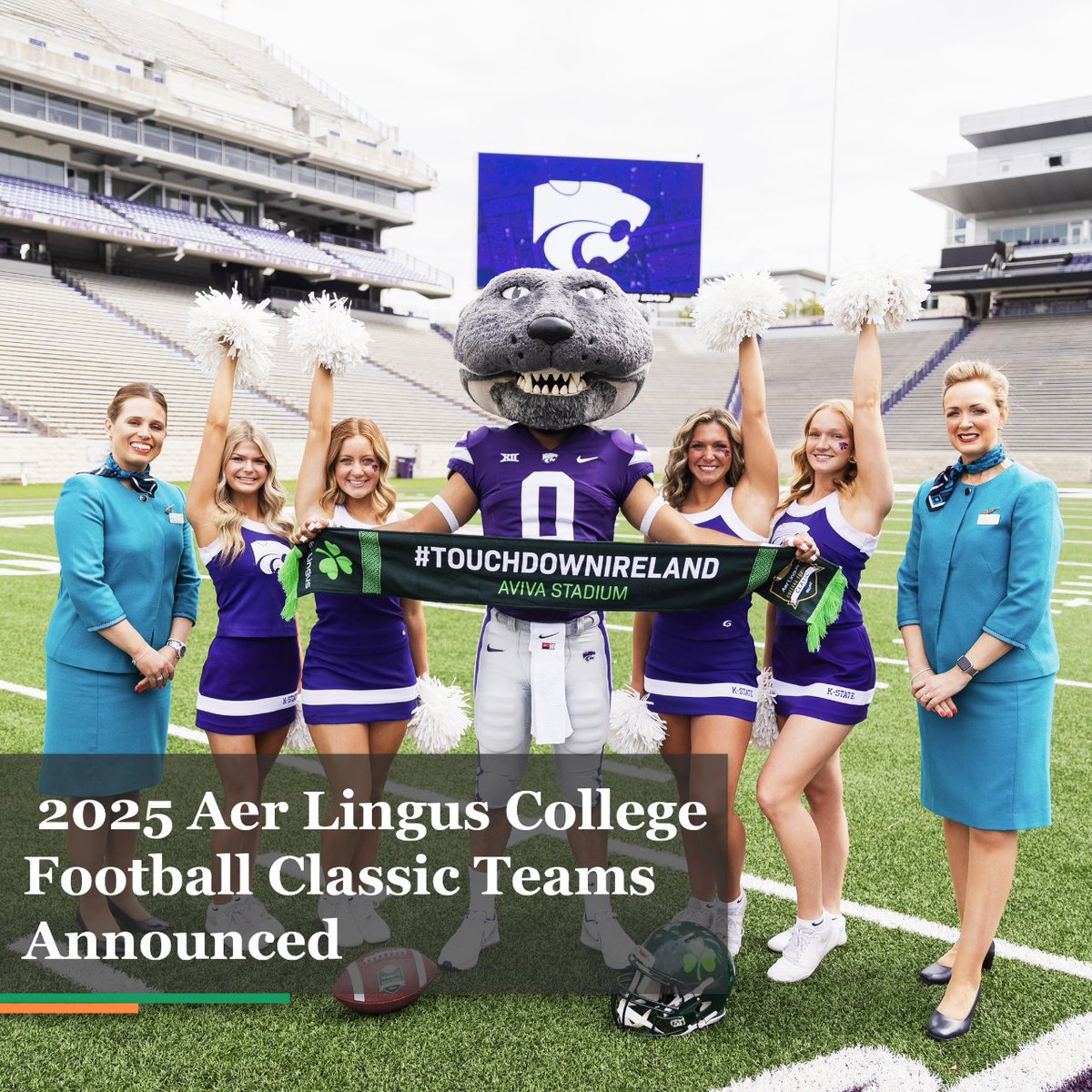 The 2025 Aer Lingus College Football Classic teams have been announced, with Kansas State taking on Iowa State in Dublin.

This marks the first-ever Big 12 match-up in Ireland. 🍀

collegefootballireland.com/games/k-state-…

#AISLC #AmericanIrish #TouchdownDublin