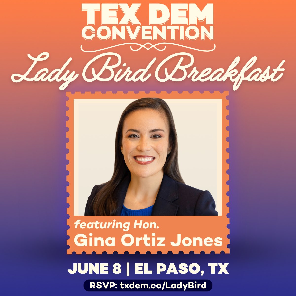 The Lady Bird Breakfast at the Texas Democratic Convention is a historic event, and I'm honored to be a speaker this year! On June 8th in El Paso, let's come together to honor the remarkable women who have paved the way for progress in Texas. Tickets: txdem.co/LadyBird