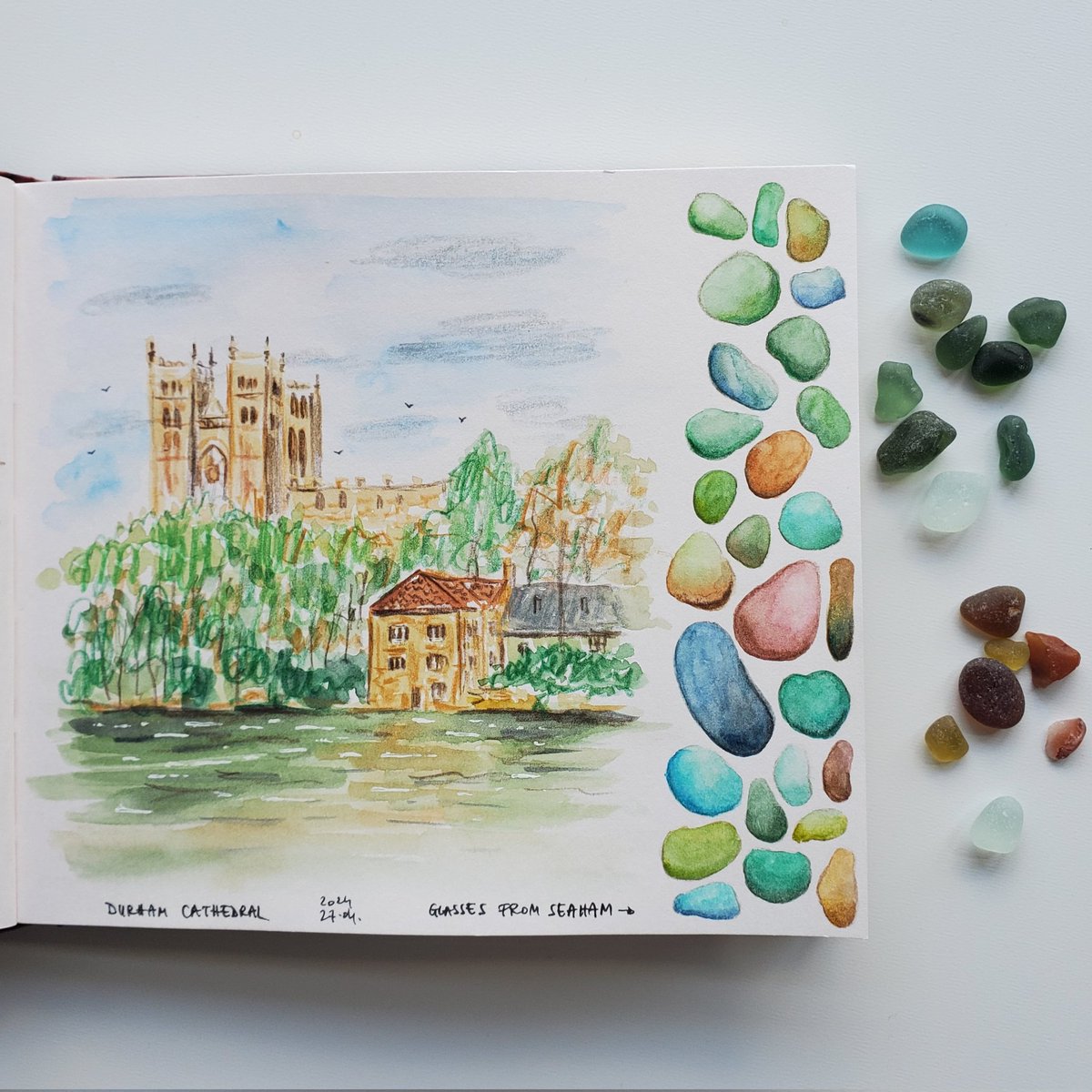 Sketching while exploring the stunning county Durham. 

#durhamcathedral #durham #seaglass #seaham #collectingmemories #tundeart #mixedmedia #discovering
