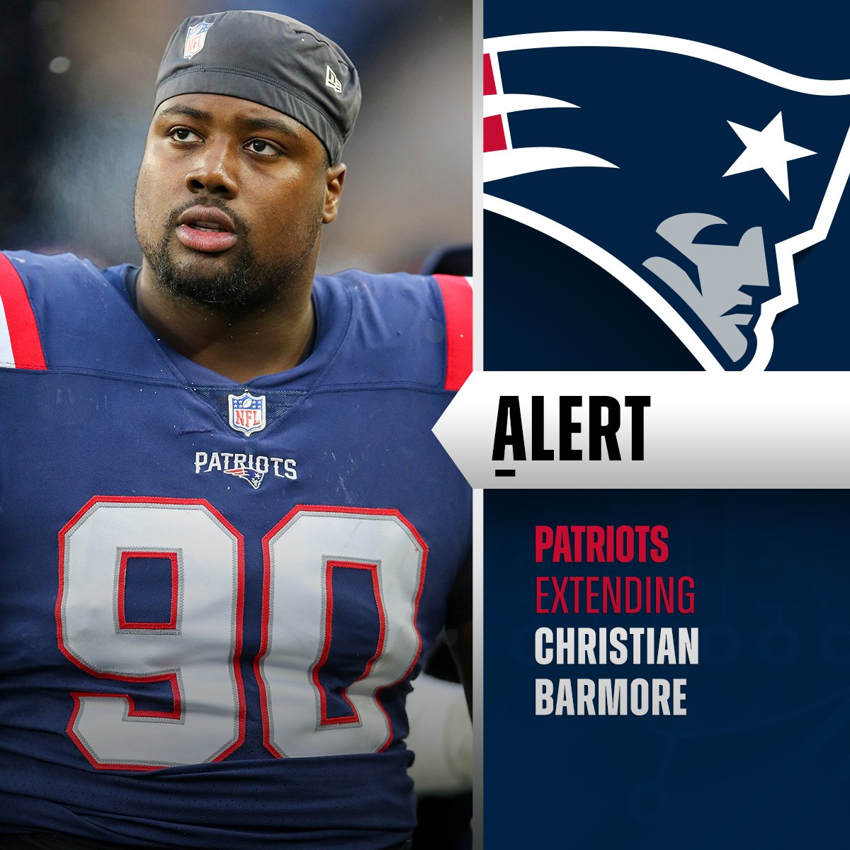 Patriots to extend DT Christian Barmore to 4-year deal worth up to $92M. (via @RapSheet, @TomPelissero)