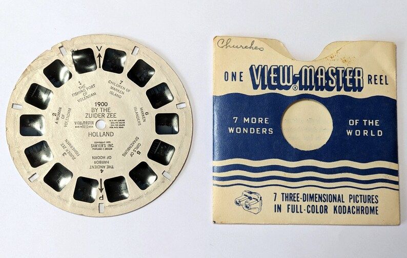 1953 ViewMaster Reel No. 1900, By The ZUIDER ZEE HOLLAND, Single Reel Sawyers, Harbour of Hoorn, Volendam, Marken Island, 71 years ago etsy.me/3x1IsN7 via @Etsy