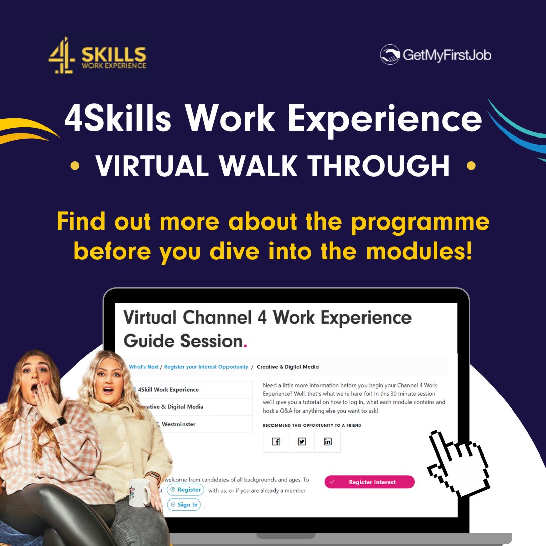 Want to explore and experience the world of #TV and #Broadcasting? 🤔💭 On Tuesday April 30th (16:30 BST), our team of GetMyFirstJob #career experts will be diving into the world of @Channel4Skills Virtual #WorkExperience 🎬 Learn more 👉 getmyfirstjob.co.uk/search/details…