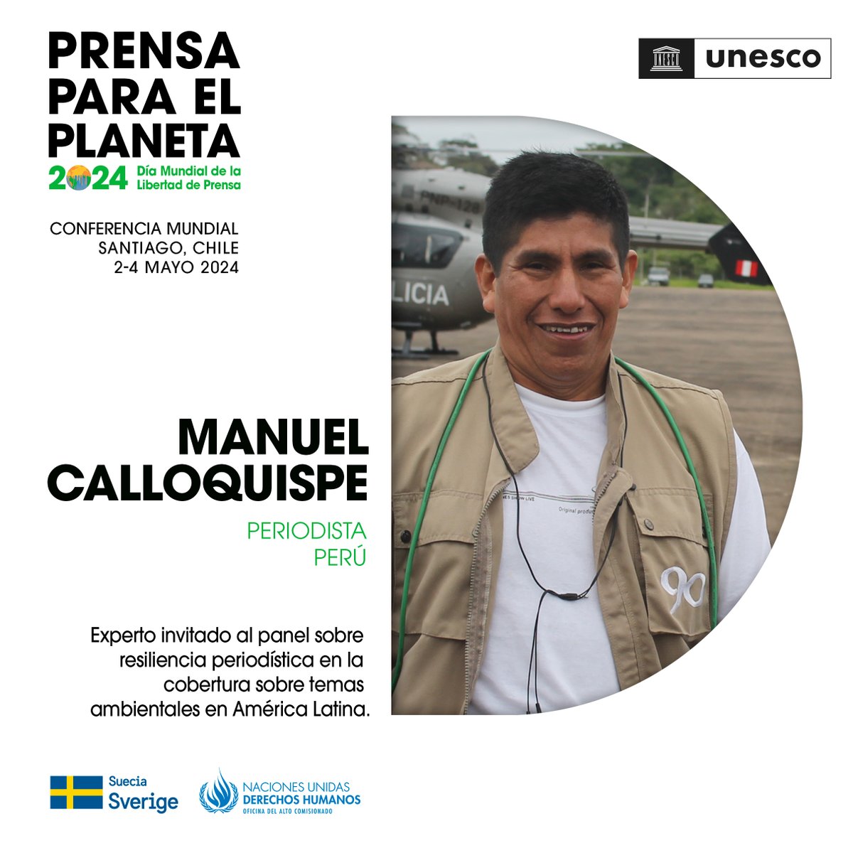 De #Perú @calloquispe es uno de los expertos invitados al panel sobre resiliencia periodística en la cobertura sobre temas ambientales en América Latina Conoce más 👉🏾 bit.ly/3Uh7WxU #DiaMundialDeLaLibertadDePrensa #LibertadDePrensa Con el apoyo @SwedeninCOL @kmetell