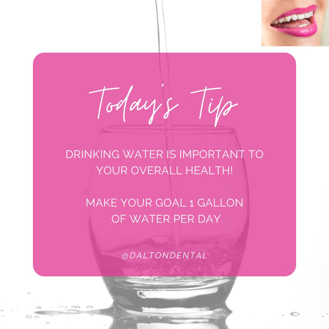 #PINKLipsHOTTips  Another hot tip from Dalton Dental. Drinking water is key to your overall health. Increasing your water intake is always a good goal, remember to stay hydrated throughout the day!

#veneers #dentistry #smiledesign #dentalveneers #porcelainveneers #dentalcare