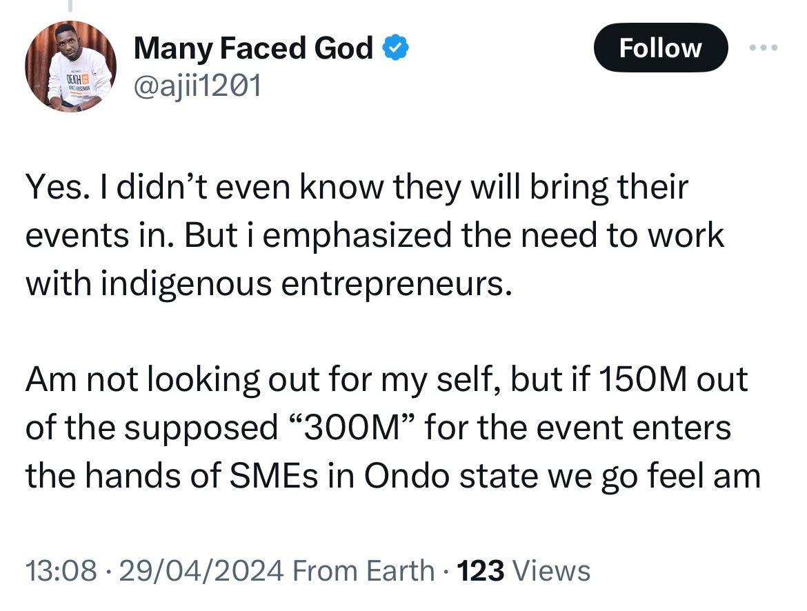 Wooow , our event is so nice that some people even think we spent 300M 😂. They even complained about not working with local entrepreneurs not knowing that 90% of our vendors and volunteers are from Ondo state.