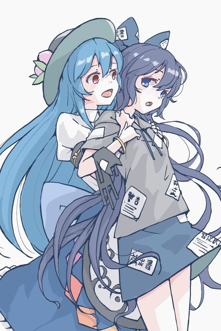 比那名居天子　色紙　依神紫苑　東方プロジェクト　屏風　ネロパソ コミケ 比那名居天子 ,依神紫苑 「てんしおん描けた! 好きなふたり… #東方