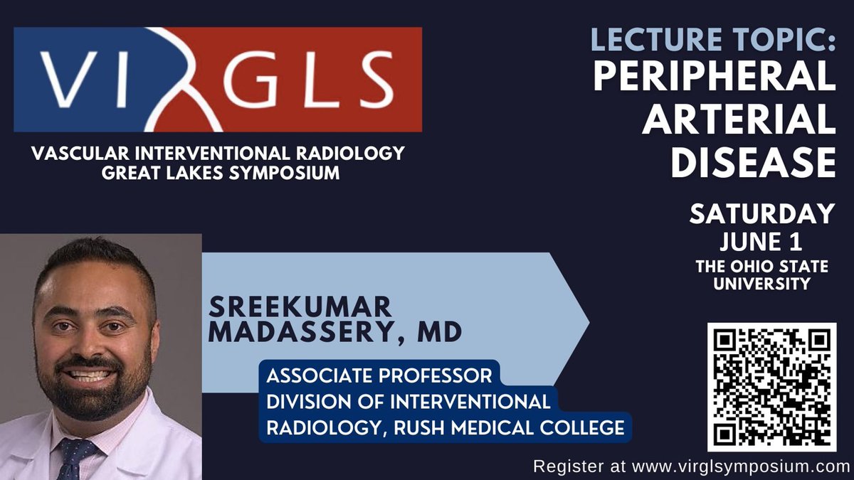 VIRGLS 2024 (@virglsymposium) on Twitter photo 🌟Speaker Spotlight🌟
Join us as Dr. Madassery (<a href="/kmadass/">Kumar Madassery</a>), Director of Advanced Vascular & IR Fellowship and CLI Program at Rush UMC, shares insights on Peripheral Arterial Disease interventions.
Full agenda & free registration linked in bio!
#IRad #futureradres #radiology 🌟Speaker Spotlight🌟
Join us as Dr. Madassery (<a href="/kmadass/">Kumar Madassery</a>), Director of Advanced Vascular & IR Fellowship and CLI Program at Rush UMC, shares insights on Peripheral Arterial Disease interventions.
Full agenda & free registration linked in bio!
#IRad #futureradres #radiology