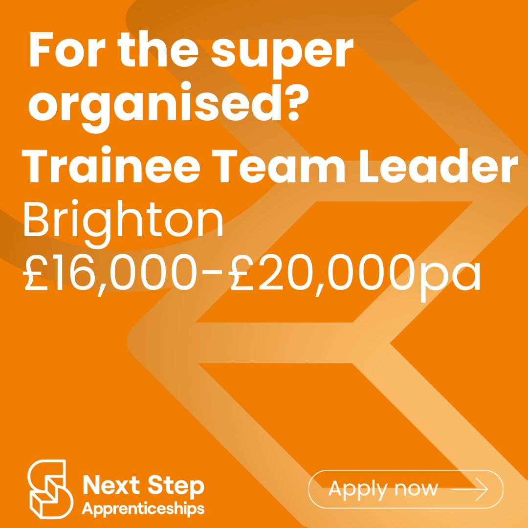 TRAINEE TEAM LEADER - £16,000 - £20,000 PA - BRIGHTON

Apply now - nextstepapprenticeships.co.uk/jobs/trainee-t…

#TraineeTeamLeader #NextStepApprenticeships #Brighton #EastSussex