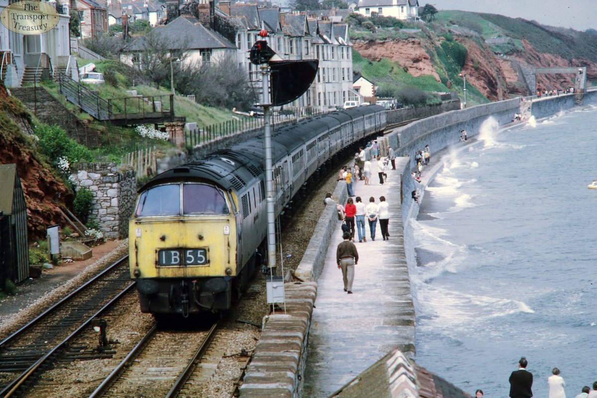 Image found in HYDRAULIC MEMORIES

Available here: ttpublishing.co.uk/product/hydrau…

'Approaching Dawlish station is No D1008 Western Harrier on Whitsun Bank Holiday Monday, 28 May 1973 working 1B55, the 12.30 Paddington to Paignton service and seen from Coastguard's bridge.'