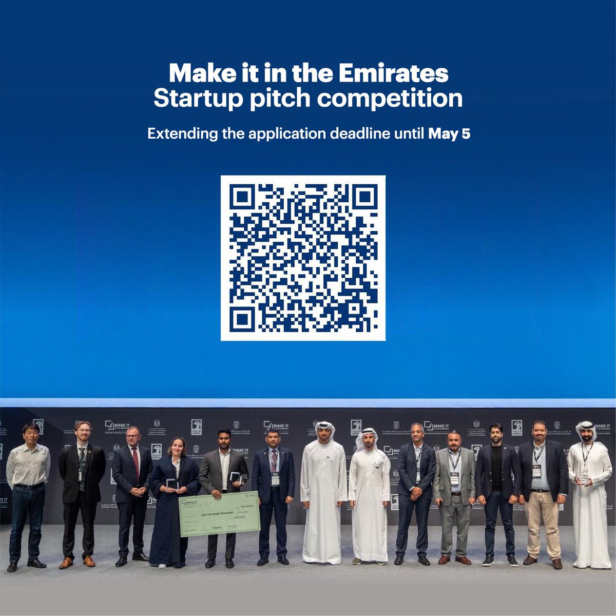 #MoIAT announces the extension of the submission period of the 2nd edition of the #MakeItInTheEmirates Startup Pitch Competition until May 5. MoIAT encourages all companies to complete the submission procedures for the competition via the link: form.typeform.com/to/RHHZTFyK