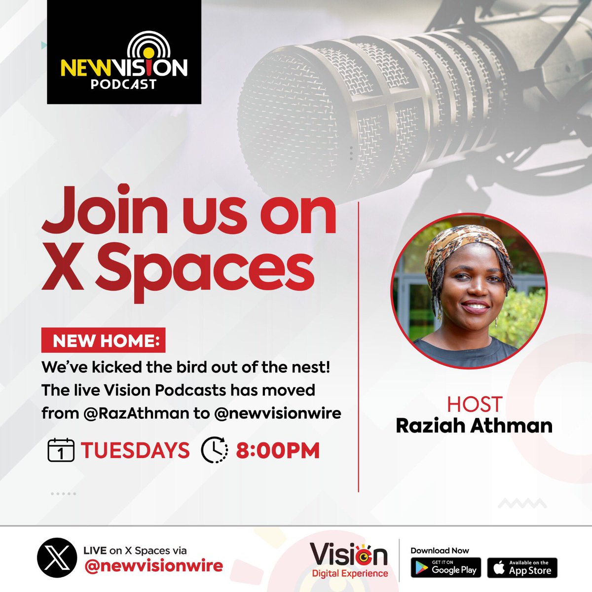 I’m still hosting 😉 and from the home of #VisionPodcasts @newvisionwire on X Spaces every Tuesday #VisionUpdates