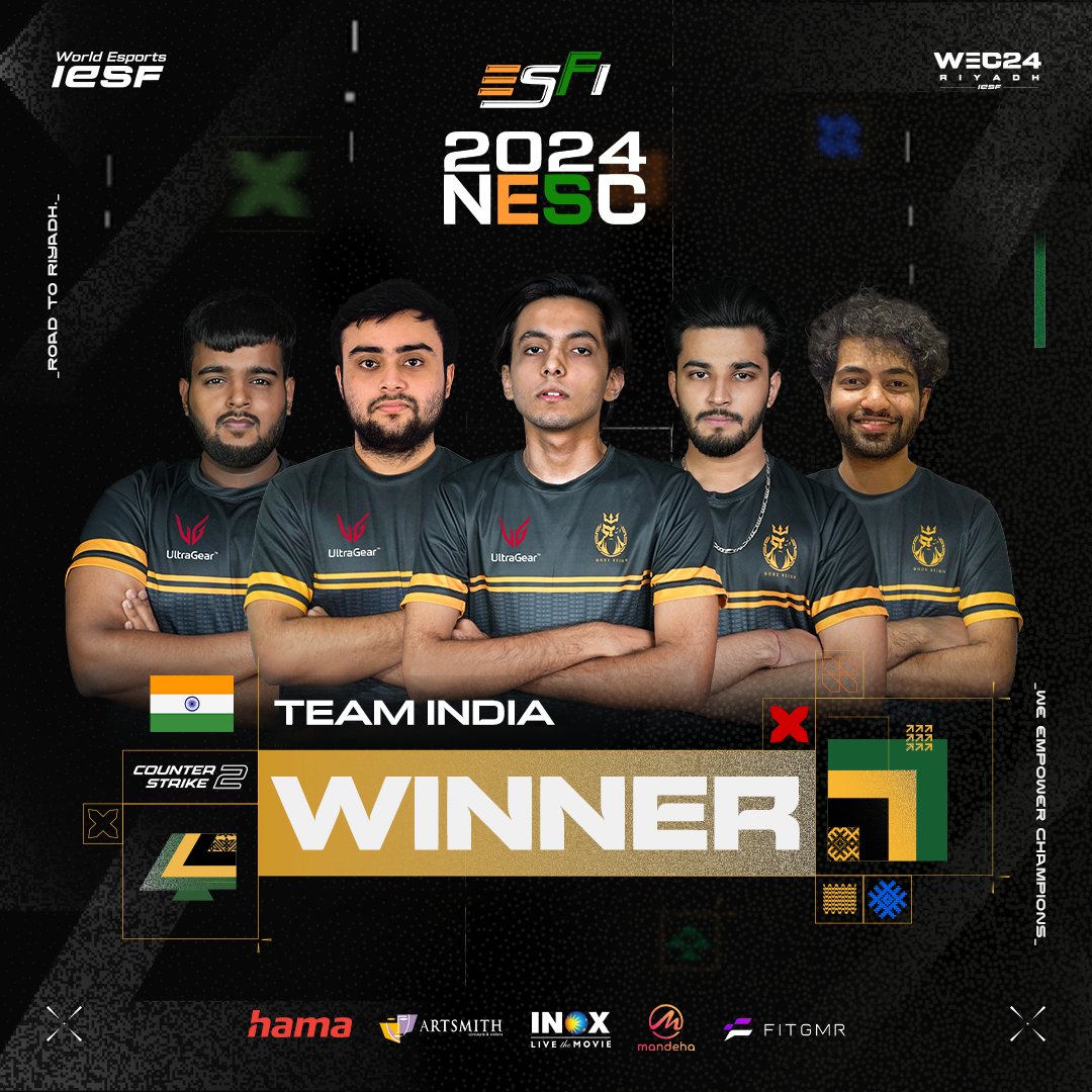 Team Gods Reign are ur Champions of NESC2024 #nesc24 #esports #indianesportsatheltes #indianesports #india #teamindia #WorldEsports #Riyadh2024 #wec24 #cs2 #champions @ianuragthakur @KirenRijiju @PTUshaOfficial @kalyanchaubey @WeAreTeamIndia @IndiaSports @Media_SAI @GodsReignIN