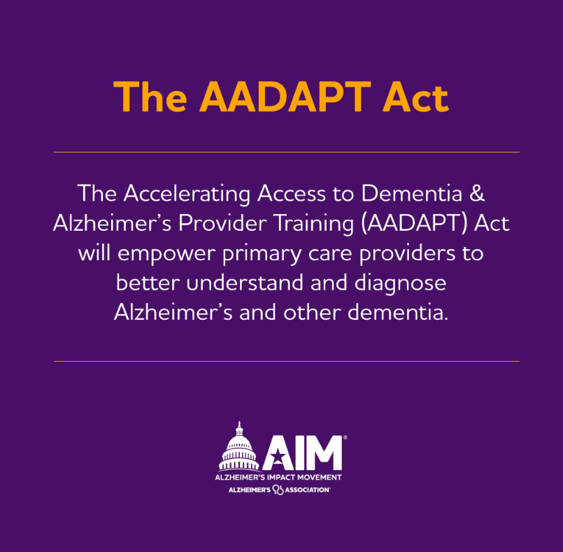 In our new era of treatment, the #AADAPTAct will help equip primary care providers to properly diagnose & care for those with Alz & dementia. @RepBost plz cosponsor this important bill! #ENDALZ #FORMOM #FORTOM #FORSUE #FORGRANDPA 💜💜💜💜💜