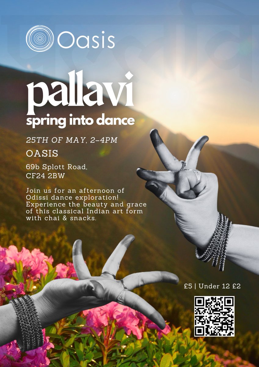 Odissi dance at Oasis! 💙 Classically trained dancer, Maanasa Visweswaran, will perform and lead a session on this expressive dance. ⏰ 25th May, 2-4pm 📍 Oasis, 69b Splott Road All ticket sales will support Oasis! oasiscardiff.org/Event/pallavi-…