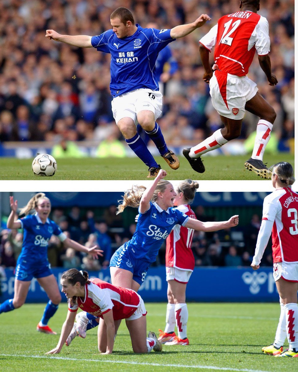 Wayne Rooney 🤝 Issy Hobson Se convirtieron en el goleador más joven de su liga contra el Arsenal. @EvertonWomen 🔵 @BarclaysWSL