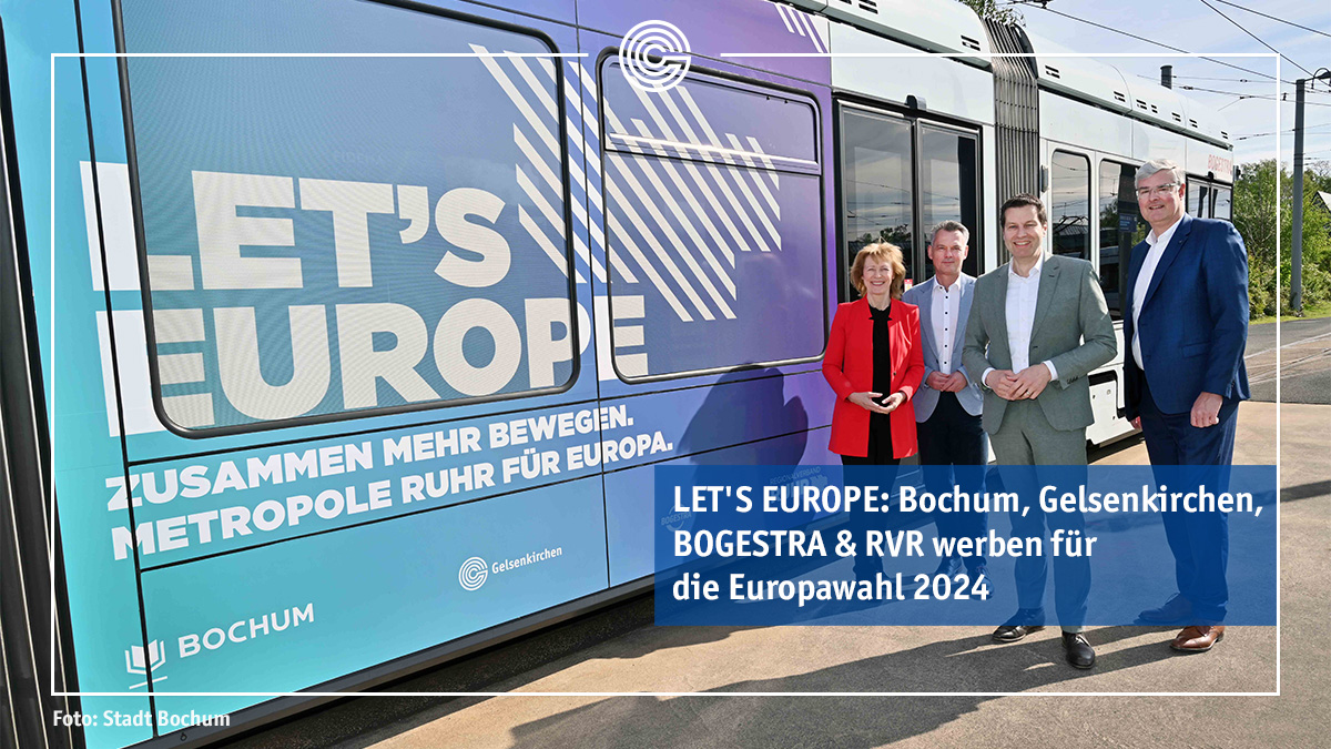 LET'S EUROPE! Am 9. Juni ist Europawahl. Der Regionalverband Ruhr hat mit den Städten & Kreisen des Ruhrgebiets eine Europakampagne gestartet. Mit Unterstützung der BOGESTRA wird sie jetzt auch im Stadtbild von #Gelsenkirchen sichtbar: t1p.de/un0w7