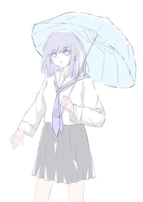 「holding umbrella white shirt」 illustration images(Latest)
