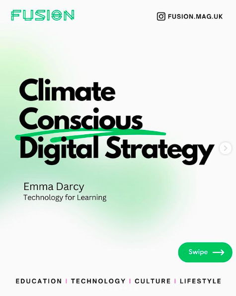 Following the #CCADIS event, I'm really proud to have an article in Fusion magazine as part of their Sustainability Month edition. Delighted to give a shout out to @AppsforGood and #Design4SDGs and talk Digital Strategy - thank you @redefineED @EvoHannan instagram.com/p/C6VsNmzs9Iw/…