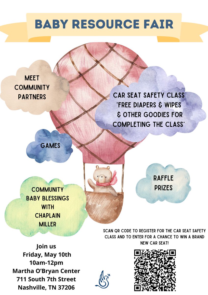 Join us Friday, May 10th, 10am-12pm at Martha O’Bryan Center, for the #BabyResource Fair! Play games, win prizes, enter raffles, meet community partners and get community baby blessings with our own Chaplain Miller. Simply click this link shorturl.at/pvFU2 to register!