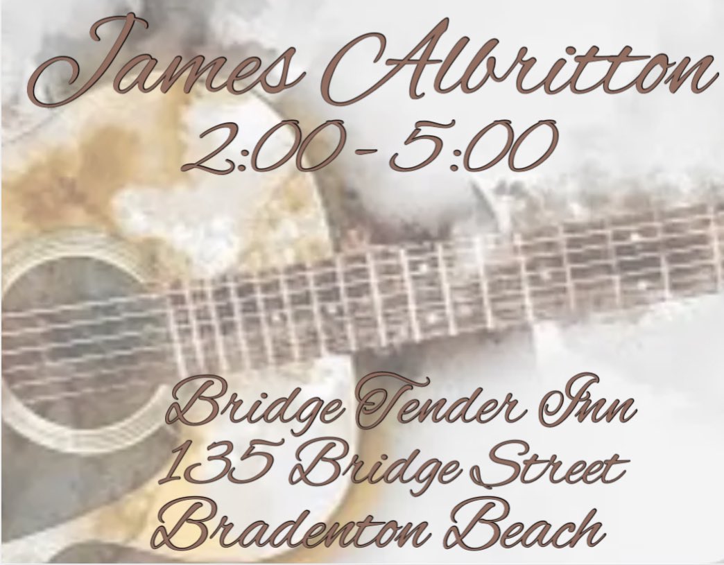 Music to soothe your soul this afternoon with James Albritton! #bridgetenderinn #bradentonbeach #annamariaisland #bestlivemusiconAMI #jamesalbritton #CheersToGoodFood #meetmeatthetender