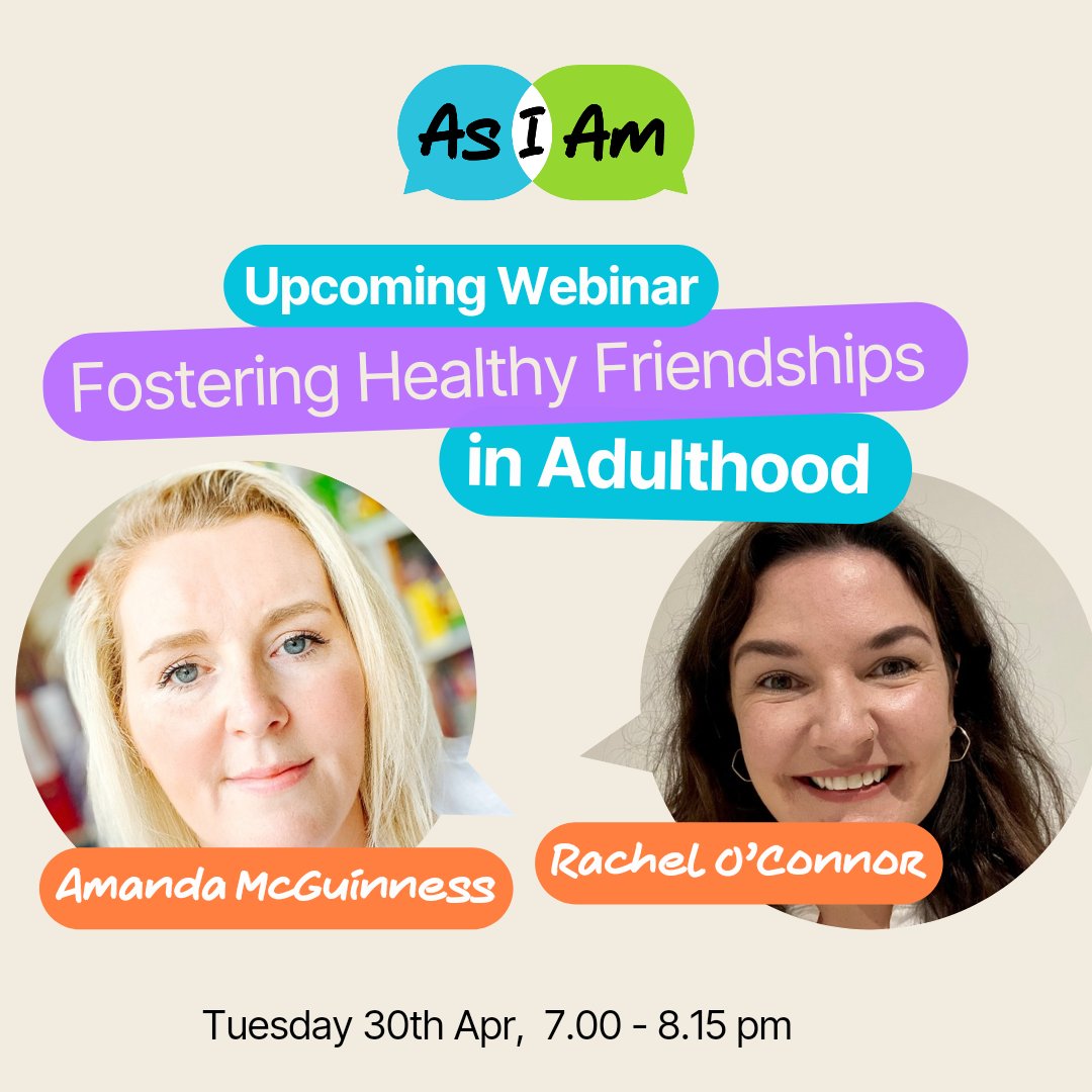 Don't miss tomorrow's webinar on Fostering Healthy Friendships in Adulthood at 7-8.15pm We will be joined by subject experts @LittlePuddins & Dr Rachel O’Connor us02web.zoom.us/webinar/regist…