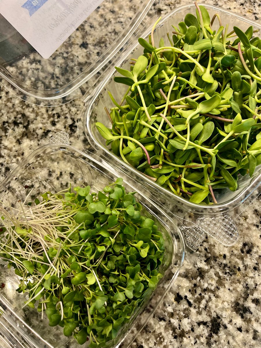 Thanks to a call w Eric Barenfeld, Ens & I grabbed some broccoli & sunflower #microgreens on a fun trip to the #FarmersMarket

*Microgreens can have >35x the level of polyphenols / antioxidants than full grown counterparts & harvest in only 7-11 days

#MoveEatGive
#FoodIsMedicine