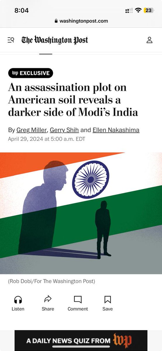 RAW Chief Samant Goel approved the Pannun killing plot, believe US agencies The CIA believes NSA Ajit Doval may have known about the Pannun operation US govt is looking at potential links to PM Modi's inner circle Here's everything the Washington Post's report says 🧵