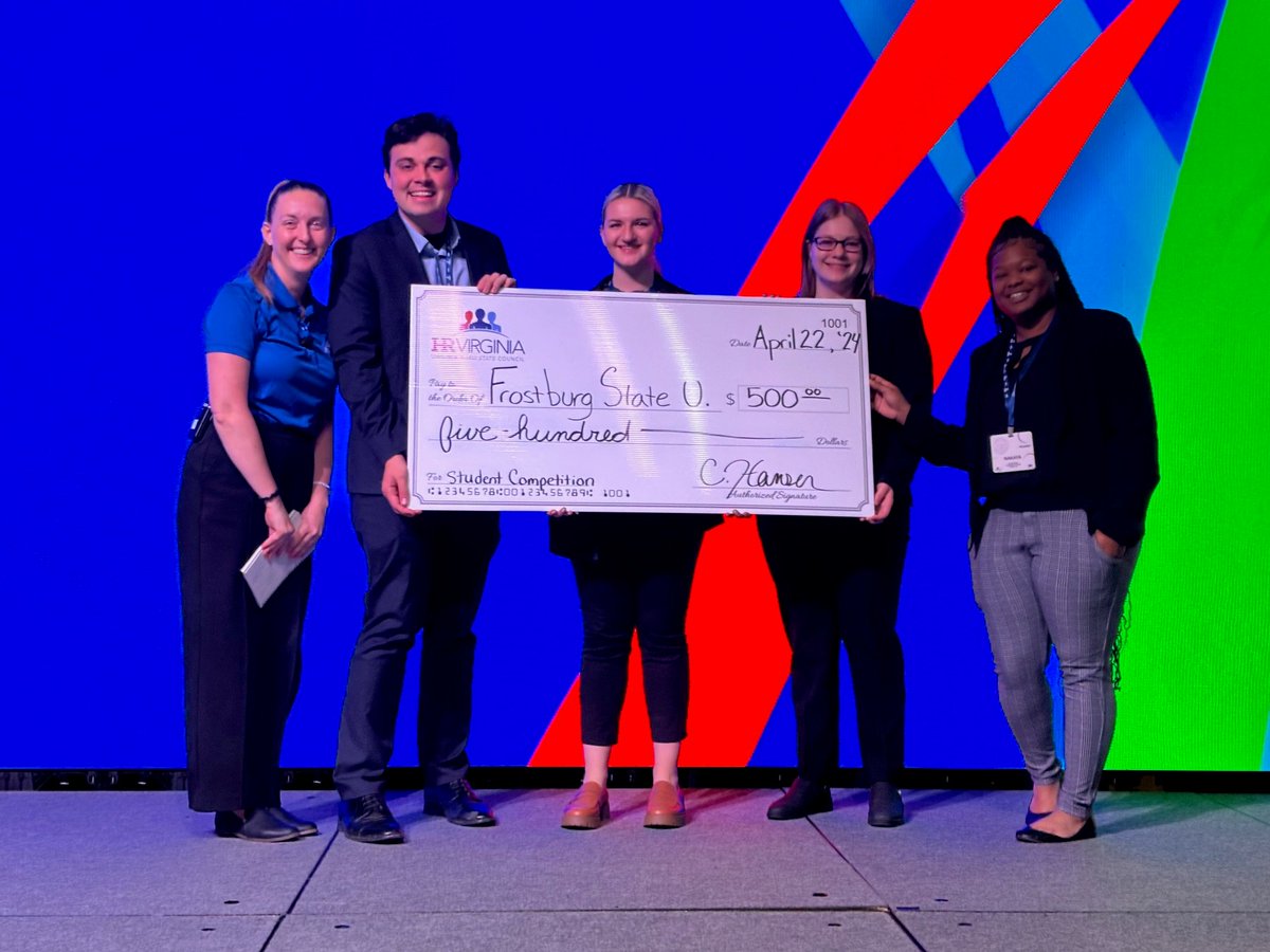 FSU's SHRM recently competed at the Virginia Society for Human Resource Management and were successful in winning first place for their presentation 'Hidden Disabilities in the Workplace.' Team members included Eric Denham, Shannon Casey, Nakya Pack and Teresa Wolf.