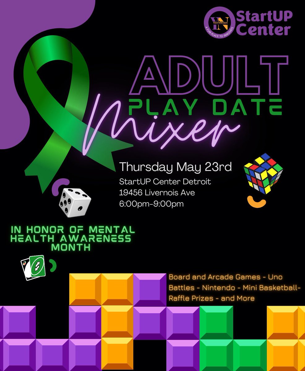 🗣️CALLING ALL ENTREPRENEURS!!! 
Join us for a fun-filled evening of games, laughter, and mingling with other like minded individuals looking to unwind. Register eventbrite.com/e/adult-play-d…
#MentalHealthIsWealth #PlayTherapy 
#detroit #mentalhealth #entrepreneurlife #startup #313
