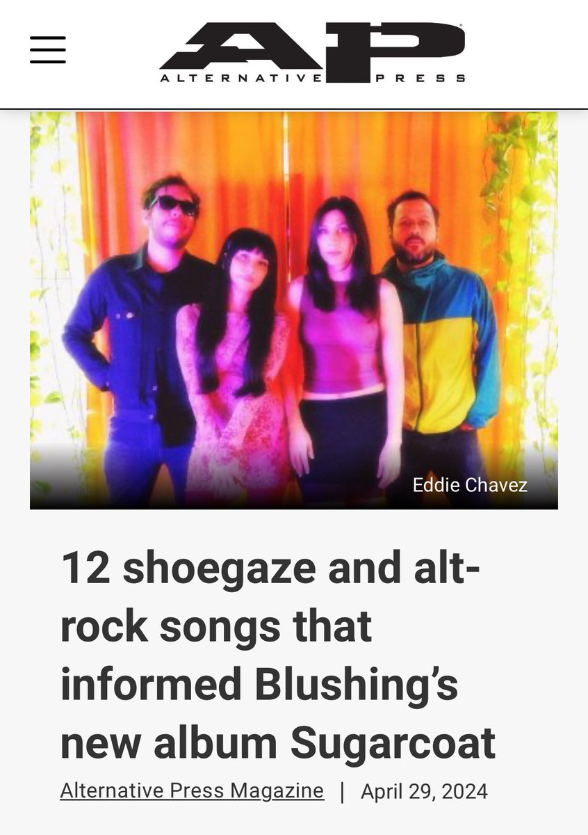 We shared our list of songs that inspired 'Sugarcoat' with @AltPress , thanks so much for letting us share and call out some of our favs 🫡 altpress.com/blushing-sugar… @humbandofficial @Jawbreaker @tricot_band @bjork @jaysomband @garbage @ffflasher