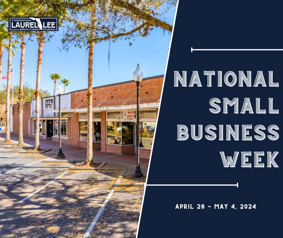 America’s small businesses are a vital economic driver for our local communities & nation.

As we celebrate #NationalSmallBusinessWeek, I am proud to support the myriad of small businesses throughout #FL15! I am committed to fighting for our small business owners in Congress.