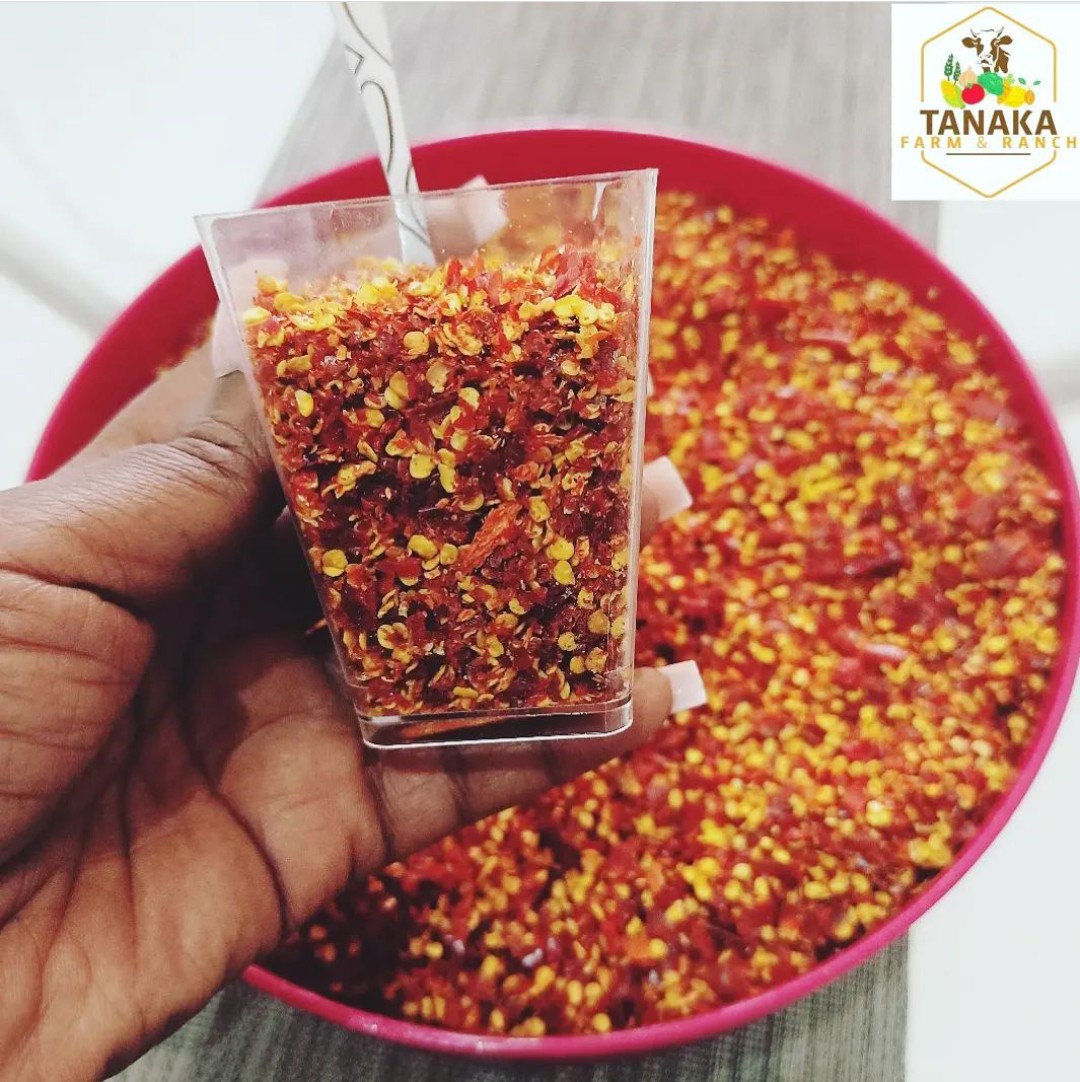 Value addition - Chilli You don't always have to struggle to sell unprocessed chilli. I made these chilli flakes in my kitchen using a simple blender. Just be mindful of the size of the chilli flakes. You can make flakes, or chilli powder or chilli sauce. Innovate or die