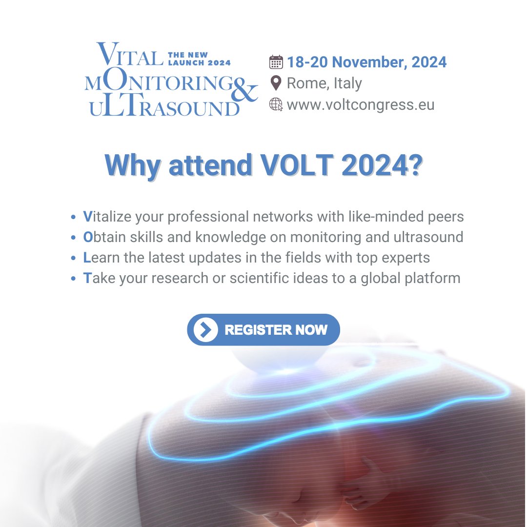 Upgrade your knowledge on advanced #Monitoring and #Ultrasound for critically ill #neonates and #children at our #VOLTcongress 2024. 

Register to join, learn and connect with global experts in the field: bit.ly/3U197mi

#PedsICU #NICU #CriticalCare #CriticalCareExperts