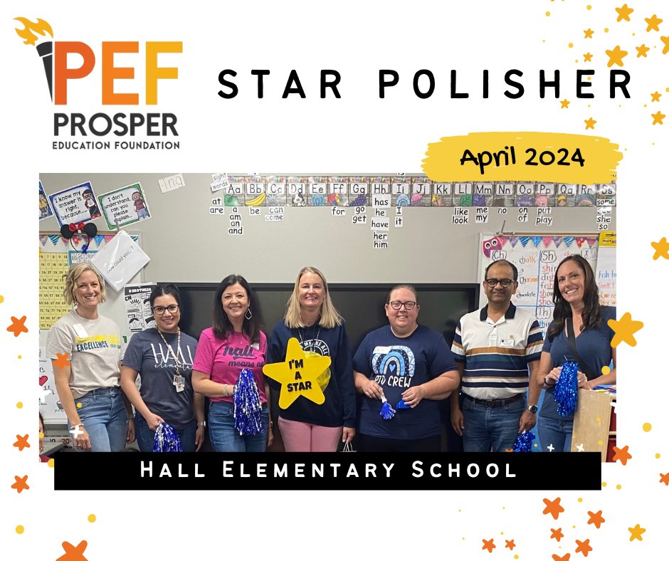Congratulations to Ms. Bell! You are the April Star Polisher for Hall Elementary School! Well deserved! 🌟 #starpolisher #amazingteachers #HallElementary